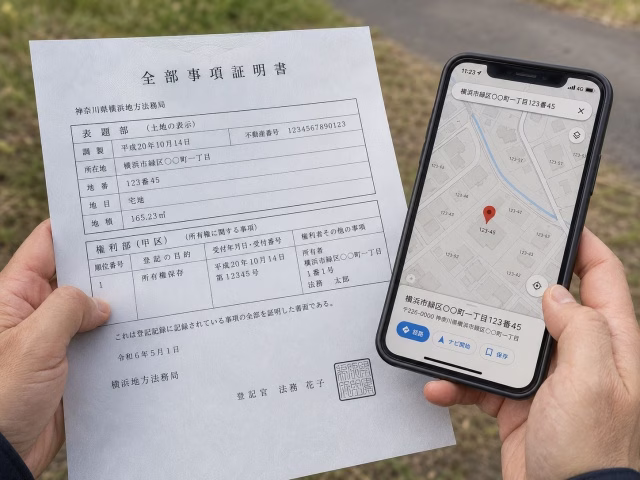 全部事項証明書（登記簿謄本）を確認する手元