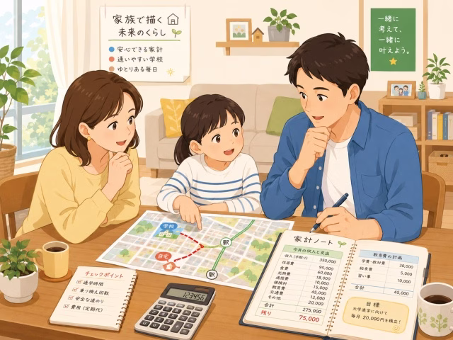 移住前に生活費や移動時間を真剣にシミュレーションする家族