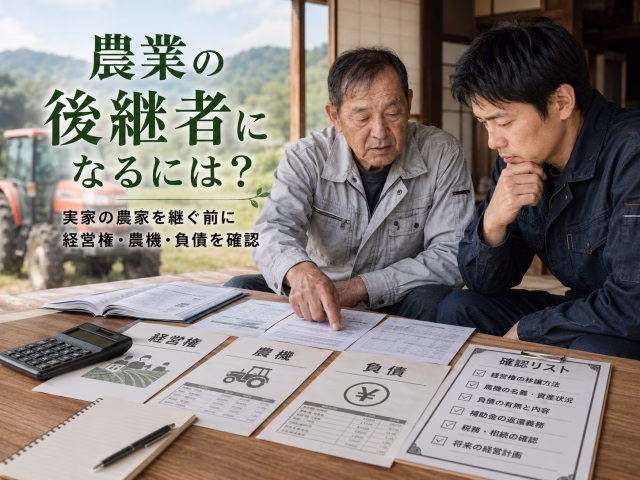 年配の農家から若手へトラクターの鍵を引き継ぐ手元