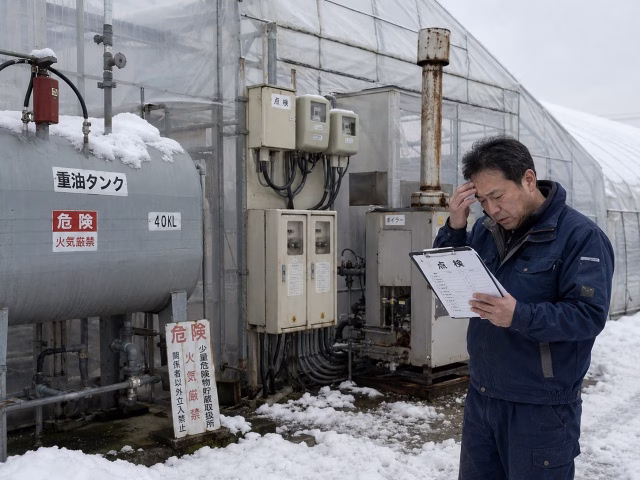 毎月の重油代や電気代の負担となる重油タンクと設備