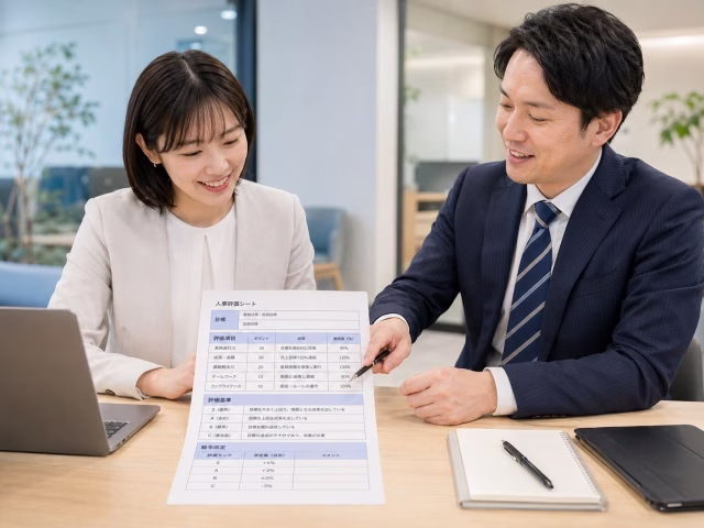 評価項目とポイントが明確に示された社員評価シート