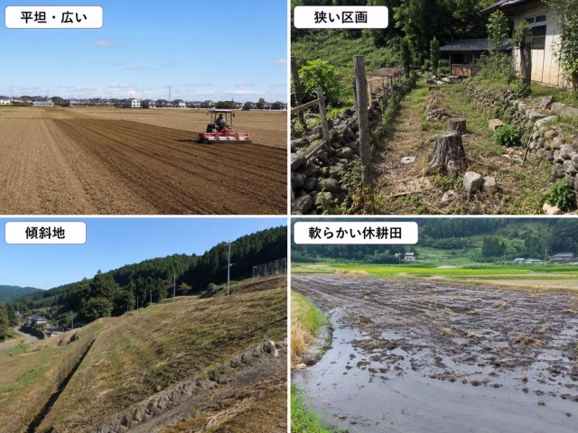 平坦地や傾斜地など土地条件別の休耕地の比較
